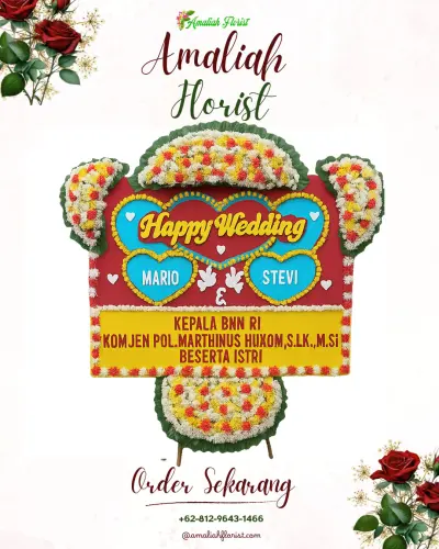 Karangan Papan Bunga Pernikahan di Simomulyo Baru